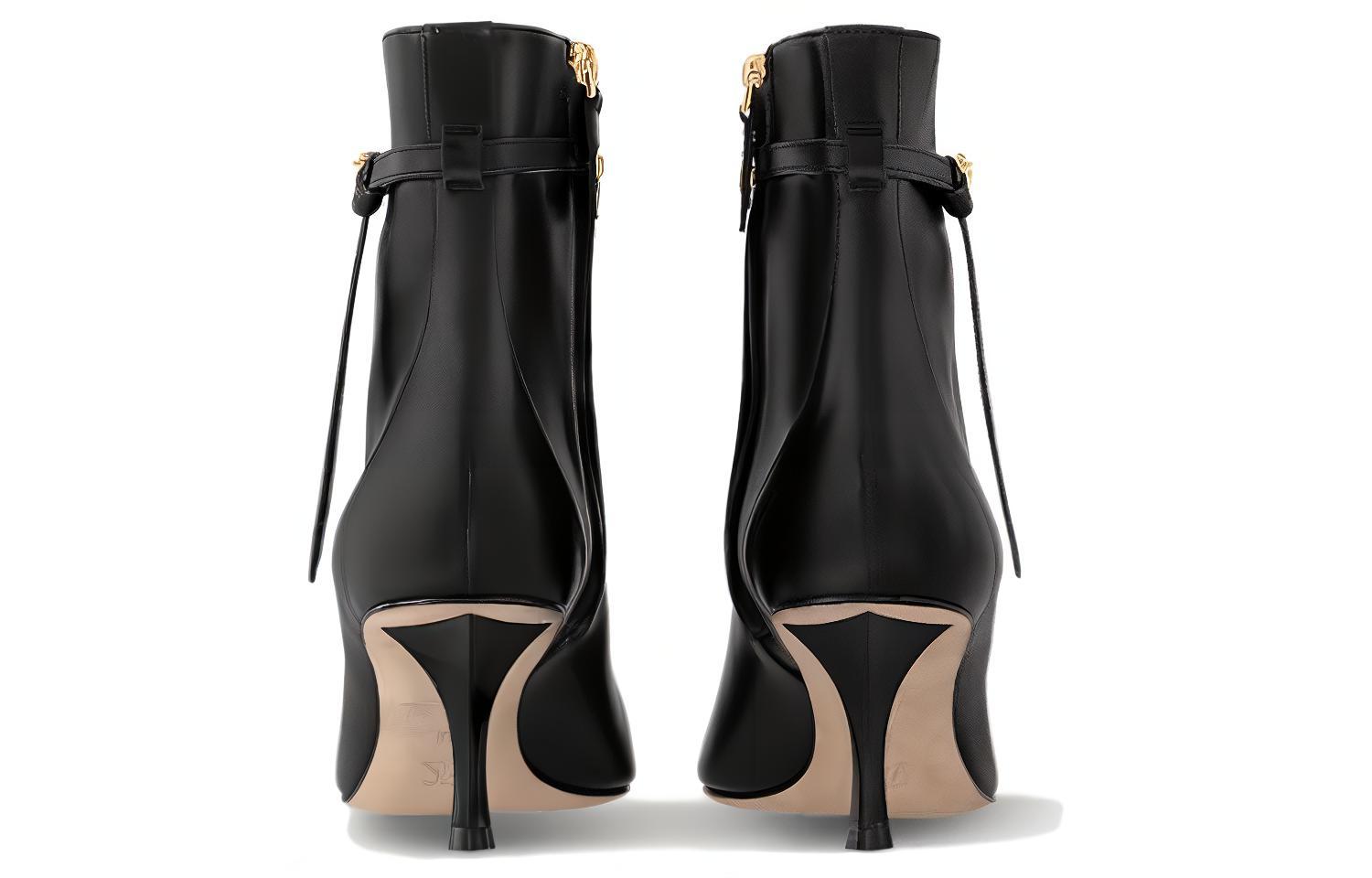 Shop 路易威登 皮革 尖頭套筒細跟 短靴 6.5cm 女款 黑色