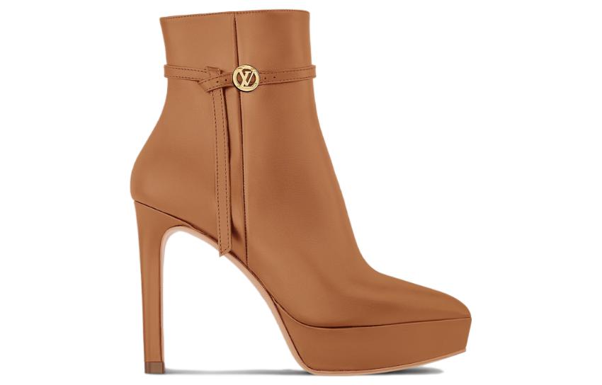 (W) LV Leather Pointed-Toe High-Heel Ankle Boot 'Brown' 圖 2