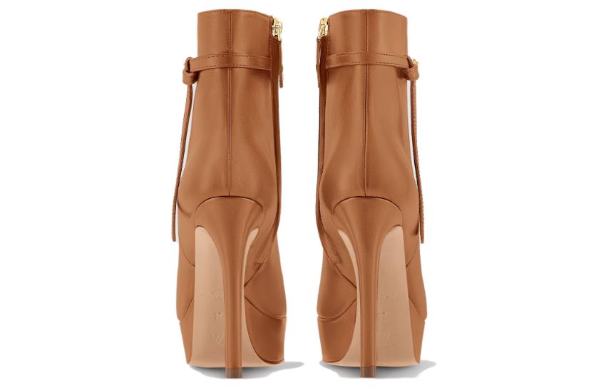 (W) LV Leather Pointed-Toe High-Heel Ankle Boot 'Brown' 圖 4