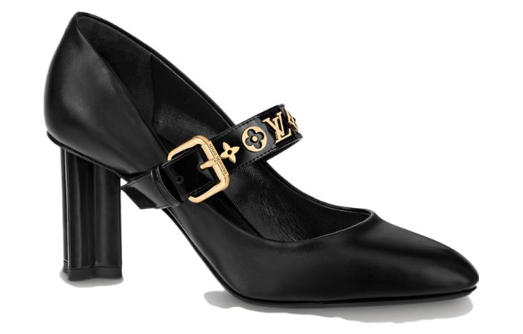 Order (Women) Louis Vuitton Leather Pointed Toe Buckle Chunky Heel 'Black' 7.5cm 1A93CX