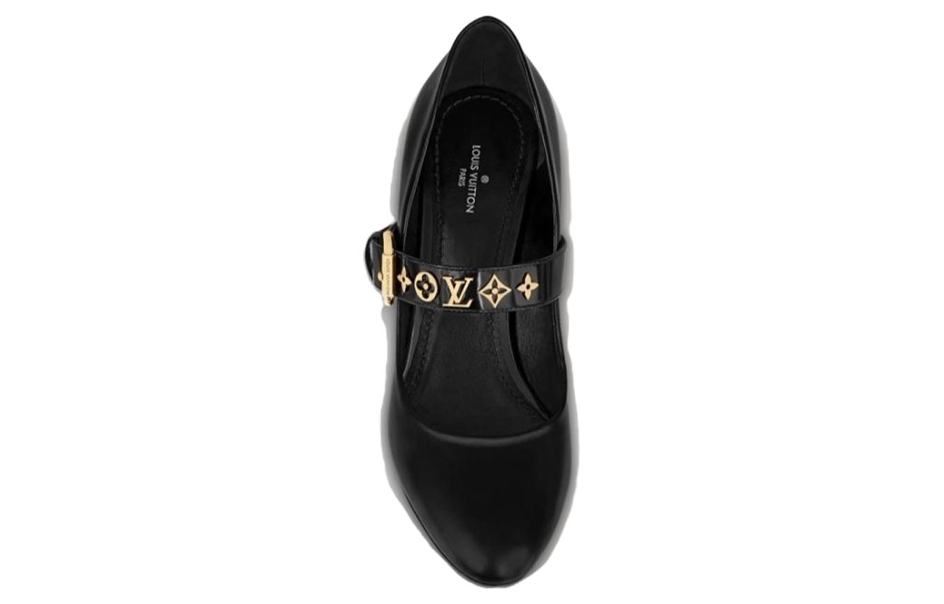 Shop (Women) Louis Vuitton Leather Pointed Toe Buckle Chunky Heel 'Black' 7.5cm 1A93CX