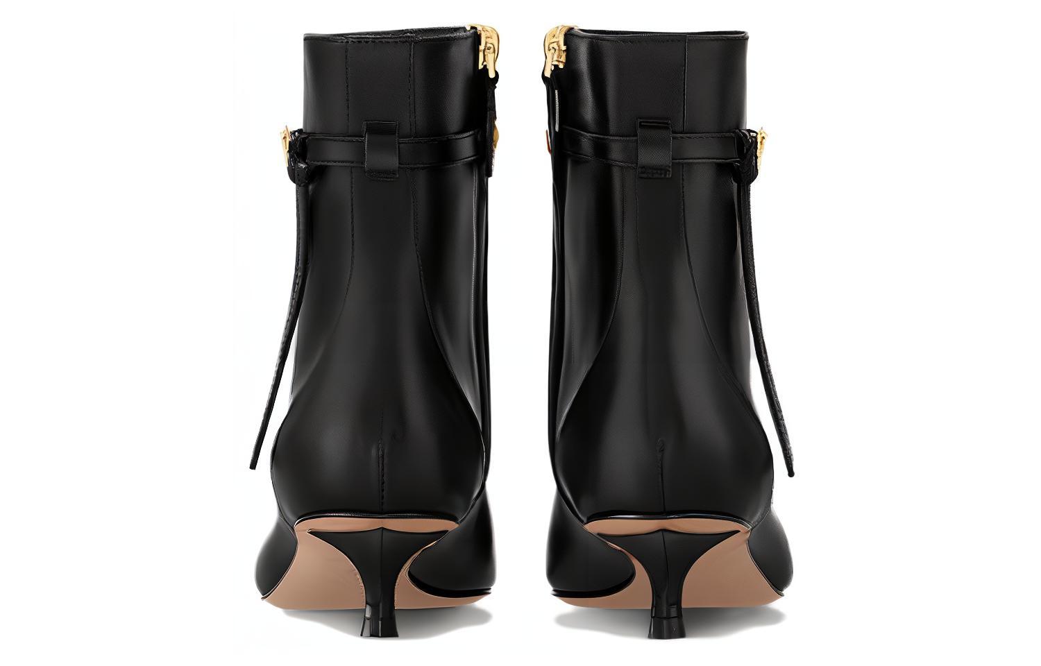 Shop 路易威登 皮革 尖頭套筒細跟 短靴 3.5cm 女款 黑色