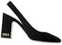 Order (W) Louis Vuitton Kulit Tumit Tebal Slip-On Hujung Runcing 'Hitam' 1ABGI3
