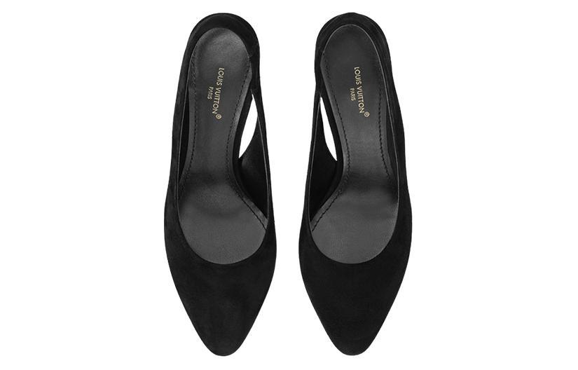 Purchase (Women) Louis Vuitton Leather Pointed Toe Slip-On Chunky Heel 'Black' 1ABGI3