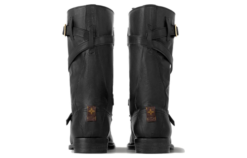 Shop (W) ルイ・ヴィトン 黒 レザー アンクルブーツ (フラット) 1ACKQO