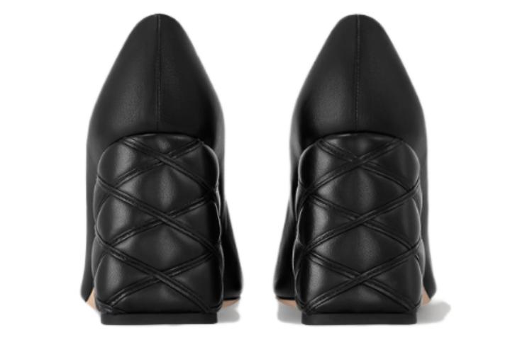 Shop LOUIS VUITTON 皮革 圓頭套腳 粗跟 高筒鞋 8.5cm 女款 黑色