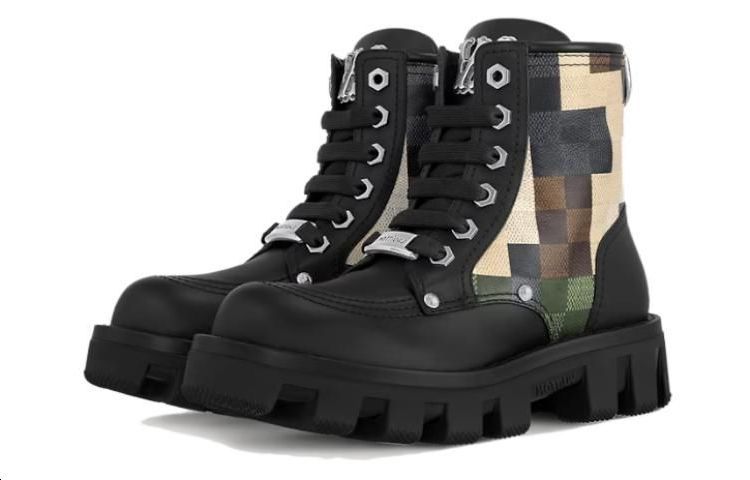 Lookbook (Women) Louis Vuitton Leather Round Toe Lace-Up Chunky Sole Short Boot 'Black Martin' 1ACNF0
