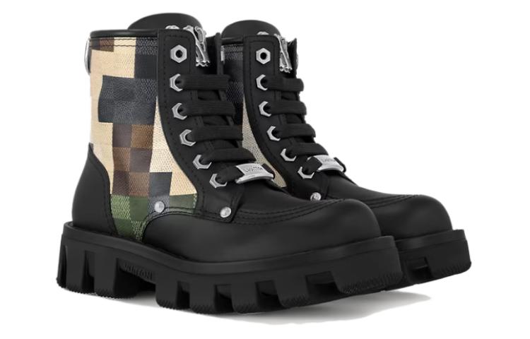 Shop (Women) Louis Vuitton Leather Round Toe Lace-Up Chunky Sole Short Boot 'Black Martin' 1ACNF0