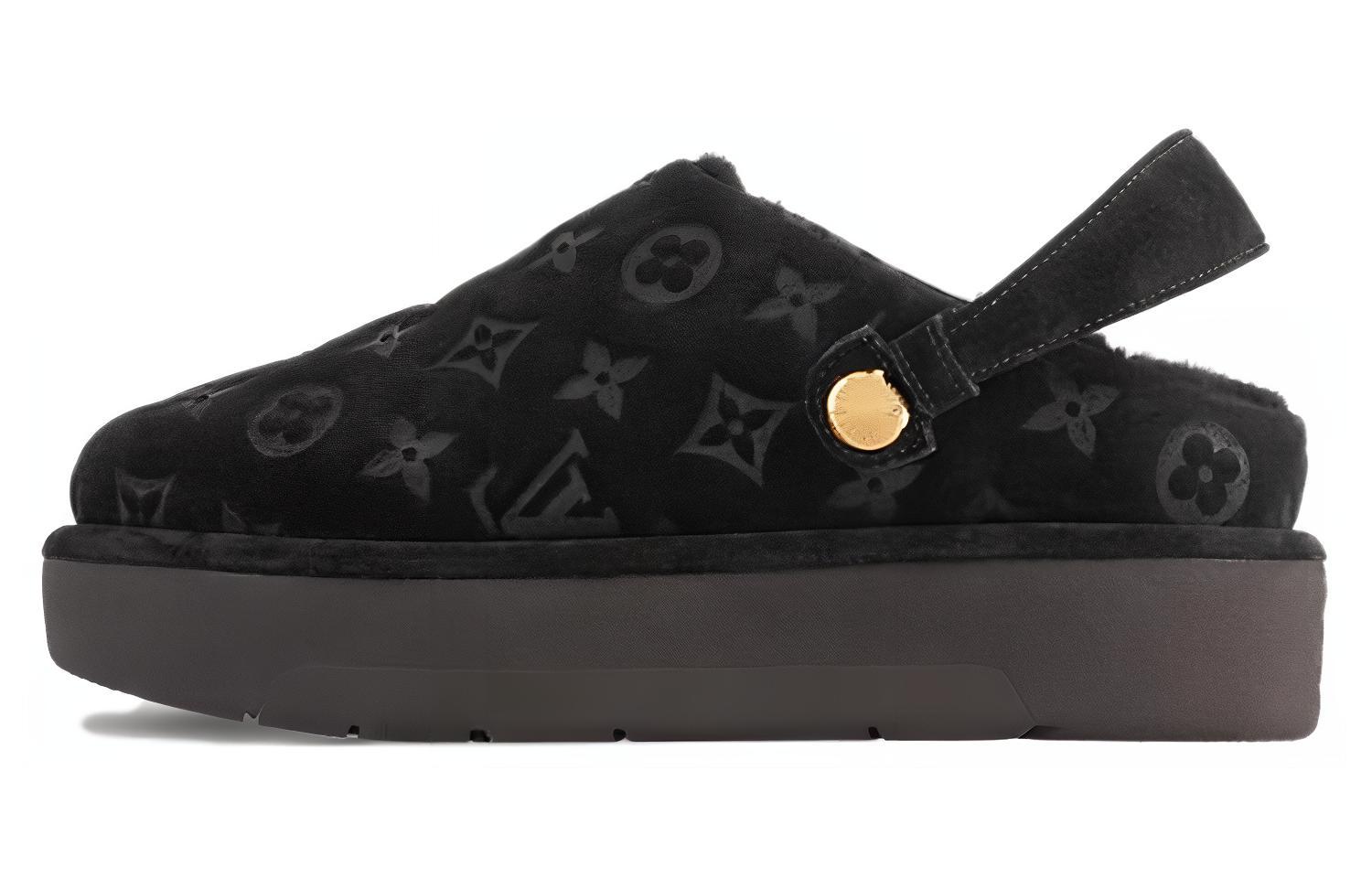 (Women) Louis Vuitton Leather Round Toe Platform Slip-On 'Black' 1ACHVV