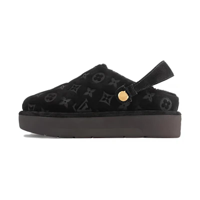 (W) LV Leather Round Toe Platform Slip-On 'Black'
