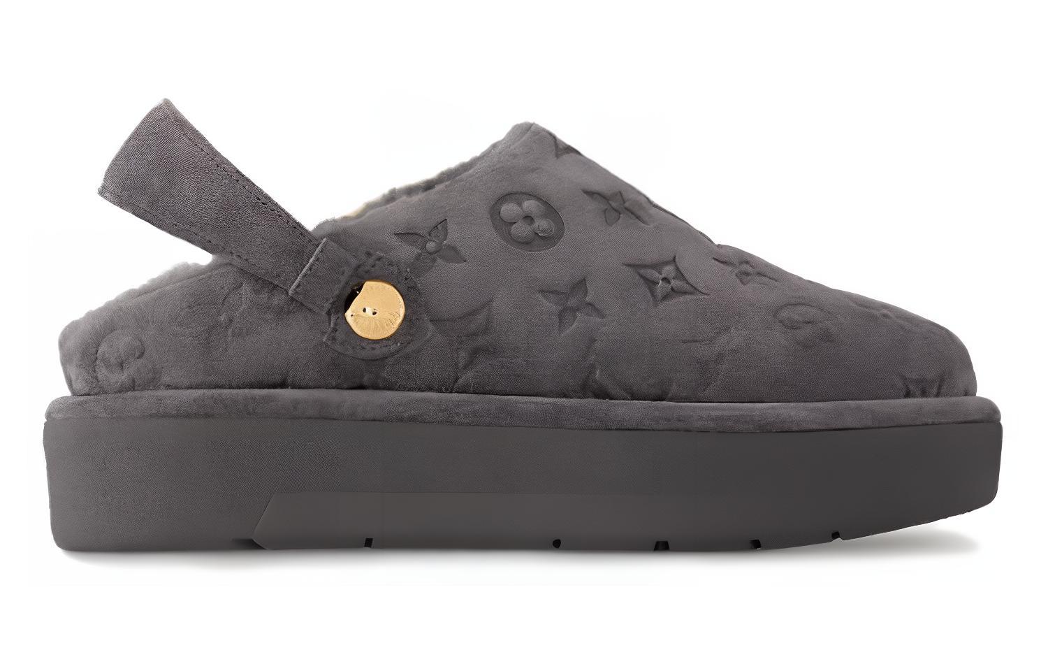 Order (W) Louis Vuitton Sepatu Kulit Slip-On Platform 'Abu-Abu' 1ACHX7