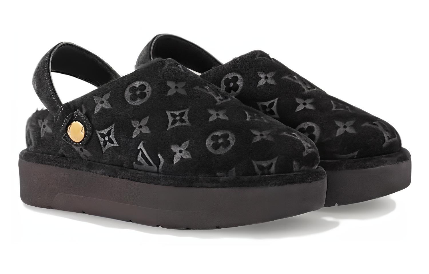 Lookbook (W) Louis Vuitton Kulit Slip-On Platform Hitam untuk Pria/Wanita 1ACHVV