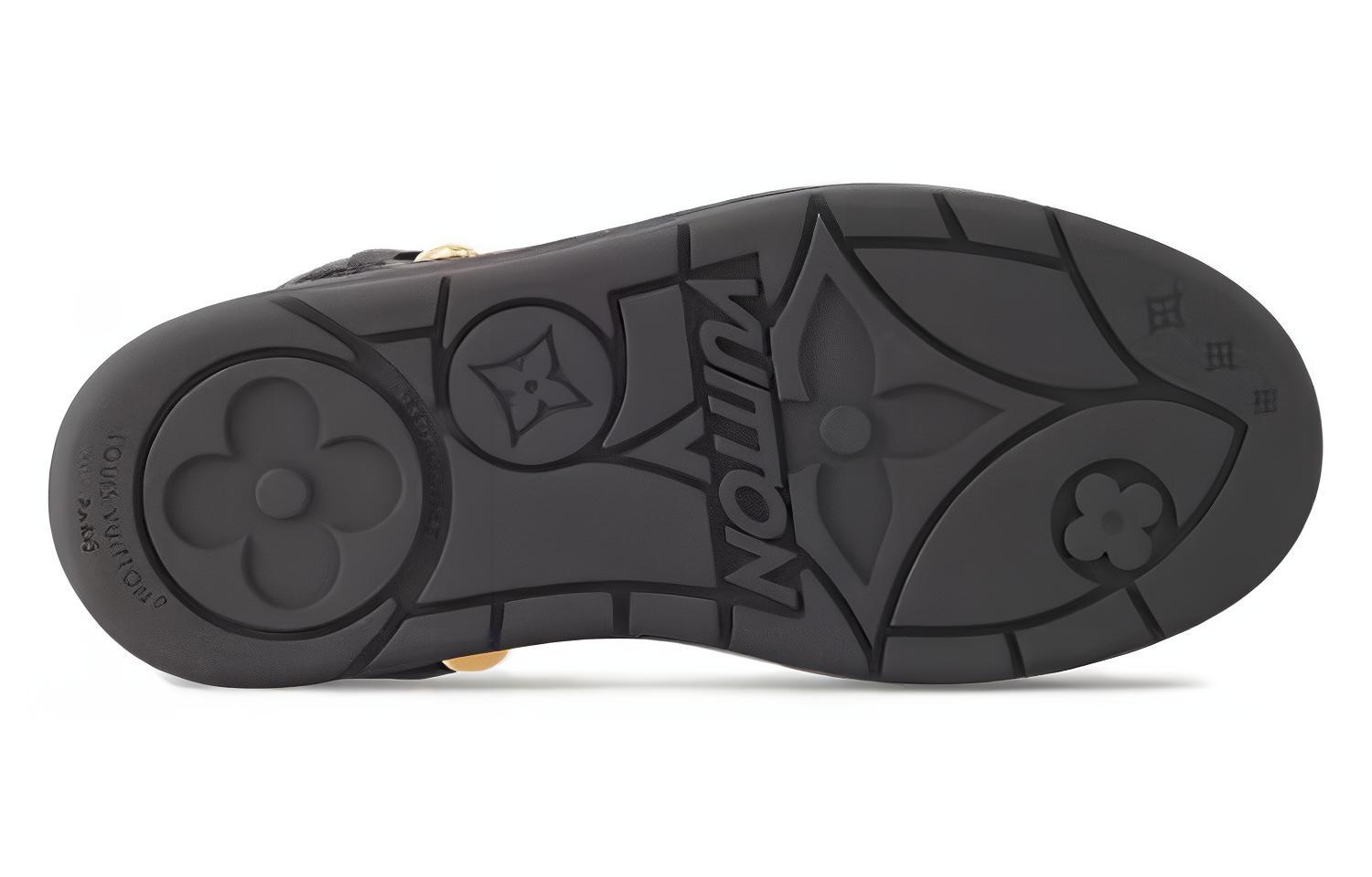 Shop (W) Louis Vuitton Kulit Kasut Tumit Bulat Slip-On 'Kelabu' 1ACHX7