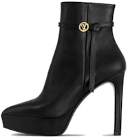 (Women) Louis Vuitton Leather Round Toe Slim Heel Ankle Boot 9cm 'Black' 1ACHEW (Women) Louis Vuitton Leather Round Toe Slim Heel Ankle Boot 9cm 'Black' 1ACHEW