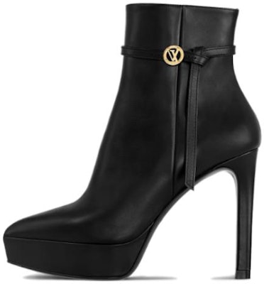 (Women) Louis Vuitton Leather Round Toe Slim Heel Ankle Boot 9cm 'Black' 1ACHEW Buy (Women) Louis Vuitton Leather Round Toe Slim Heel Ankle Boot 9cm 'Black' 1ACHEW