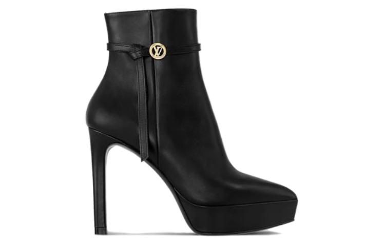 Order 路易威登 皮革 圓頭套筒細跟 短靴 9cm 女款 黑色