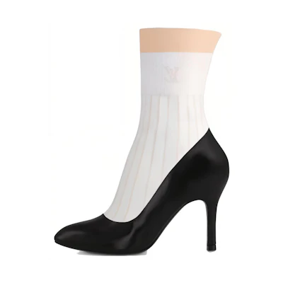 (W) LV Leather Round Toe Zip-Up Ankle Boot 'Black'