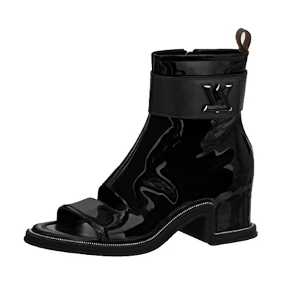 (W) LV Leather Round Toe Zip Ankle Boot 'Black'