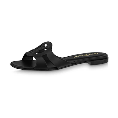 (W) LV Leather Slide 'Fashion Flat Black'