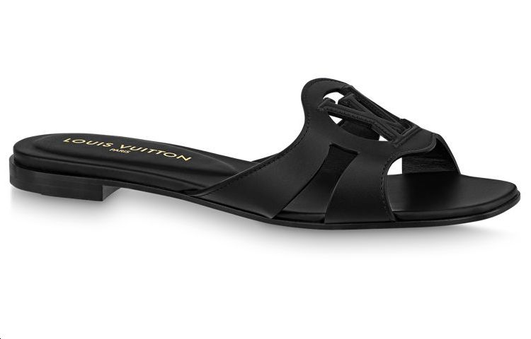 Lookbook (W) Louis Vuitton Sandal Kulit 'Fashion Flat Hitam' 1ABP09