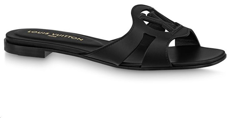 (W) Louis Vuitton Sandal Kulit 'Fashion Flat Hitam' 1ABP09 Lookbook (W) Louis Vuitton Sandal Kulit 'Fashion Flat Hitam' 1ABP09