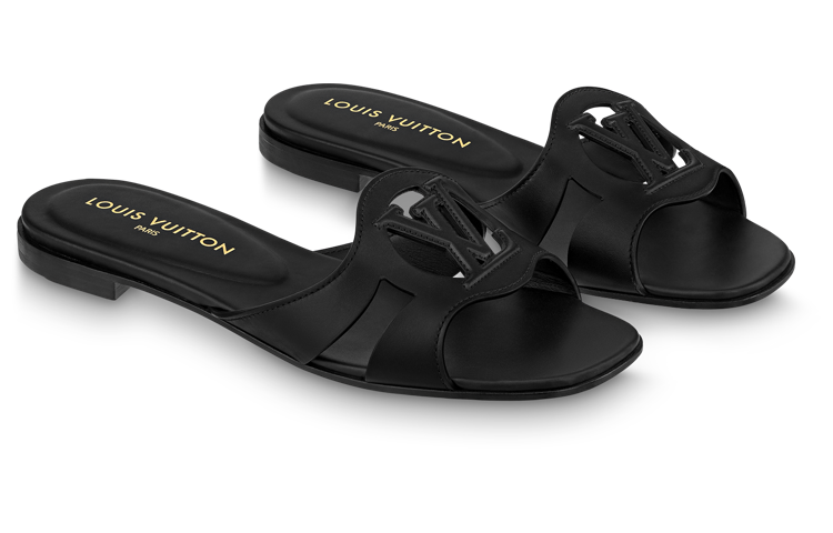 Shop (W) Louis Vuitton Sandal Kulit 'Fashion Flat Hitam' 1ABP09