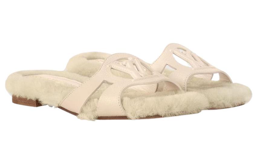 Lookbook (W) Louis Vuitton Leren Slide ''Veelzijdige Mode Beige'' 1AC9LU