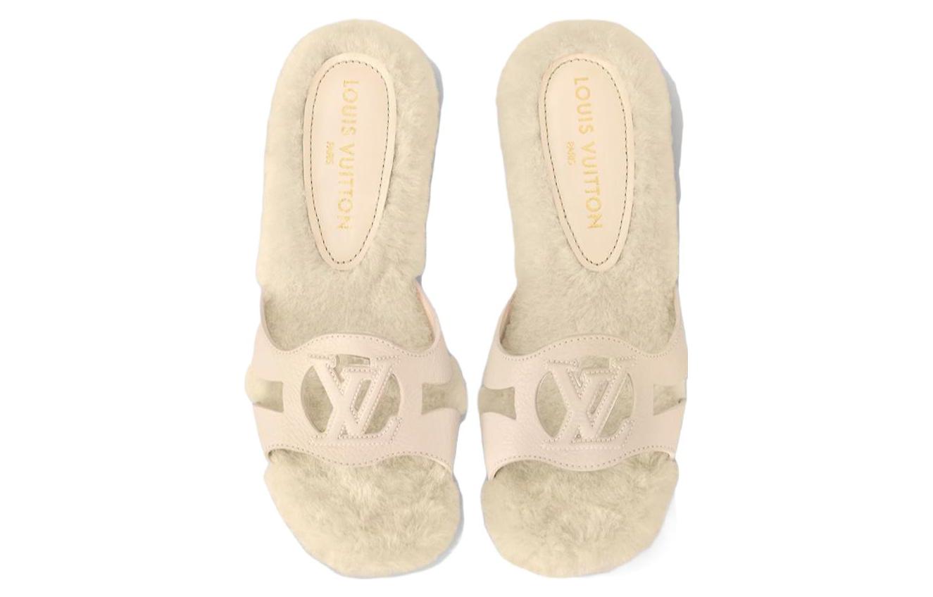 Shop (W) Louis Vuitton Leren Slide ''Veelzijdige Mode Beige'' 1AC9LU