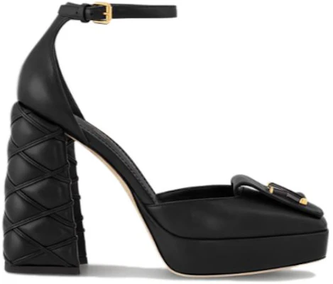 (Women) Louis Vuitton Leather Square-Toe Buckle Chunky High Heels 'Black' 1ACMZA Order (Women) Louis Vuitton Leather Square-Toe Buckle Chunky High Heels 'Black' 1ACMZA