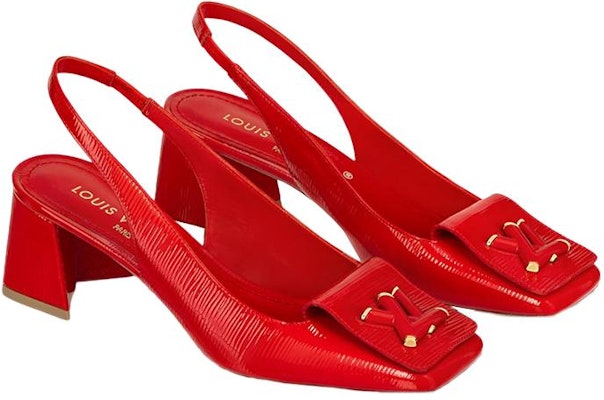(Women) Louis Vuitton Leather Square Toe Slip-On 'Horseshoe Heel' Red 1ABH75 Lookbook (Women) Louis Vuitton Leather Square Toe Slip-On 'Horseshoe Heel' Red 1ABH75