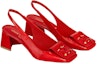 Lookbook (W) Louis Vuitton Kulit Kasut Slip-On 'Horseshoe Heel' Merah 1ABH75