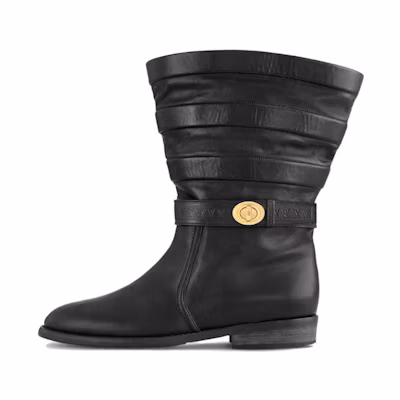 (W) LV Leather Strap Short Boot 'Black'