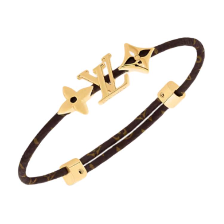 Lookbook (W) Louis Vuitton Gelang Kulit Wanita Logo Huruf Coklat/Emas. M8807Z
