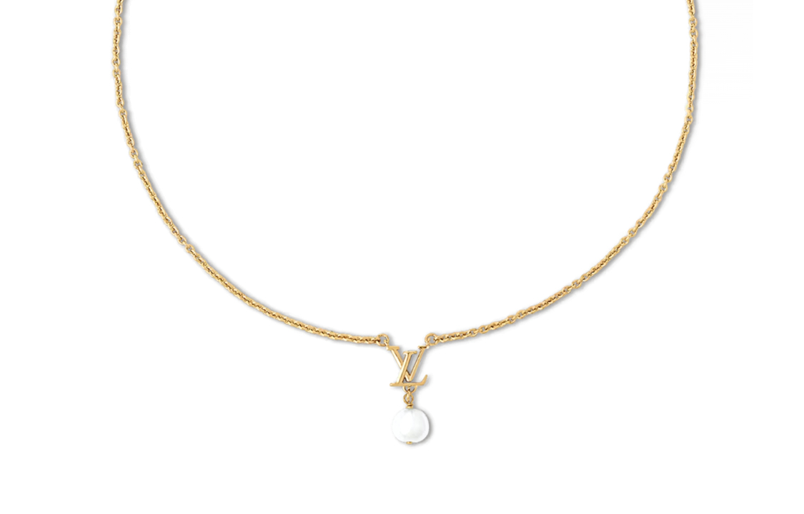 (Women) LOUIS VUITTON Letter Logo Metal Resin Necklace Gold for Women. M01623 圖 2