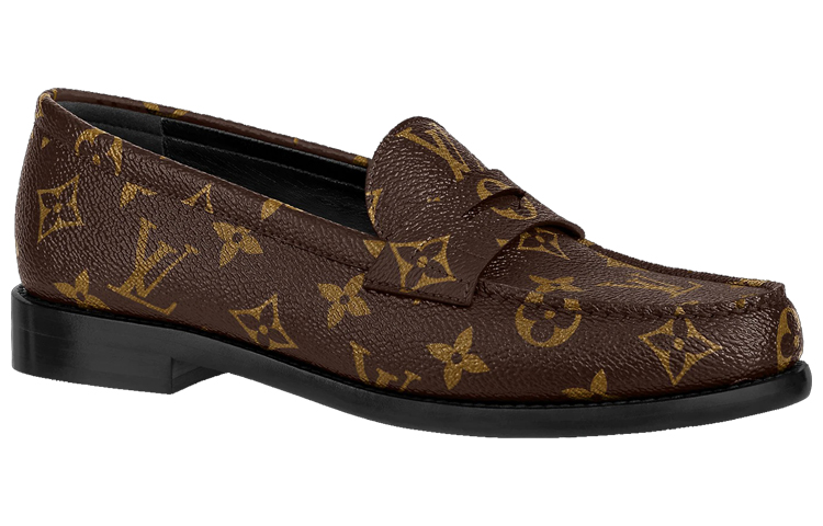 Order (W) Louis Vuitton Kasut Loafers Kulit Monogram Logo 'Coklat' 1A8VKZ