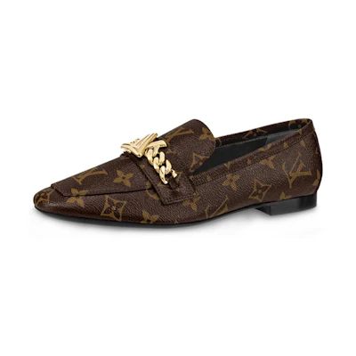 (W) LV Loafer 'Upper Case Monogram Patent Canvas Brown'