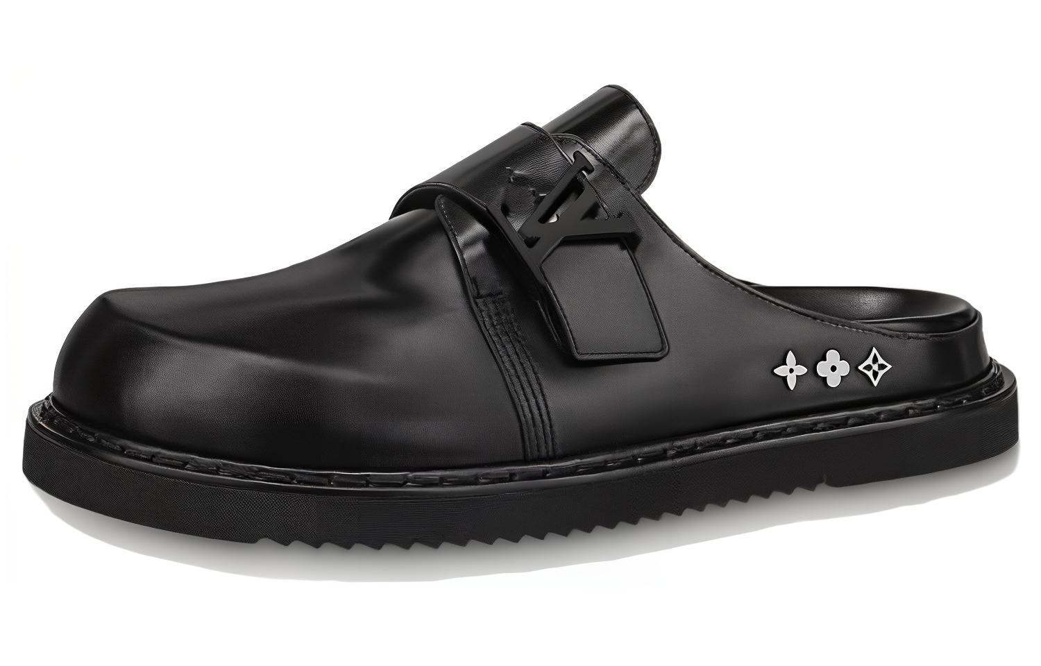 Buy (W) 路易威登 黑色乐福鞋拖鞋 1AAR2F