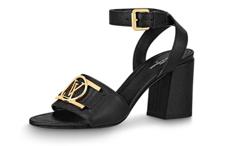 Order (W) Louis Vuitton Lock It ''Schwarze Kalbsleder Chunky Heel Sandale'' 1A8FWP