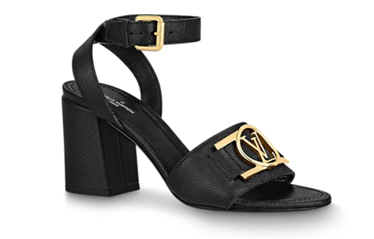 Lookbook (W) Louis Vuitton Lock It ''Schwarze Kalbsleder Chunky Heel Sandale'' 1A8FWP