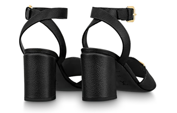 Purchase (W) Louis Vuitton Lock It ''Schwarze Kalbsleder Chunky Heel Sandale'' 1A8FWP