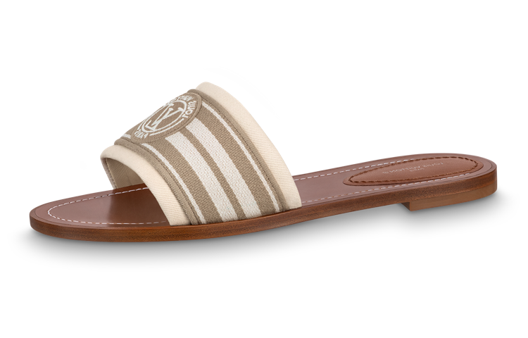(Women) Louis Vuitton Lock It 'Brown Canvas Slide' 1AADJP