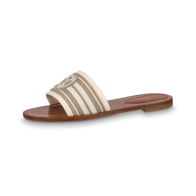 (W) LV Lock It 'Brown Canvas Slide'