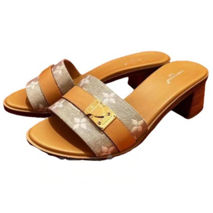 Lookbook (W) Louis Vuitton Lock It ''Braune Leder Peep-Toe Sandale Mode'' 1ABVDV