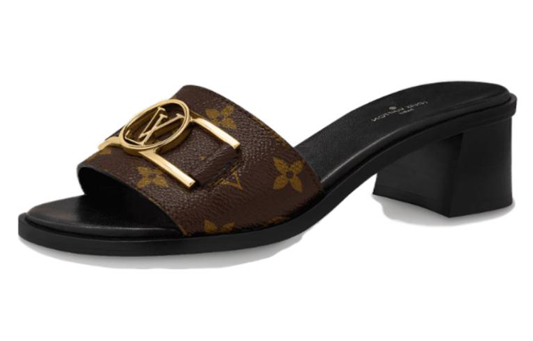 (Women) Louis Vuitton Lock It 'Brown Leather Mule Slides' 1A660F