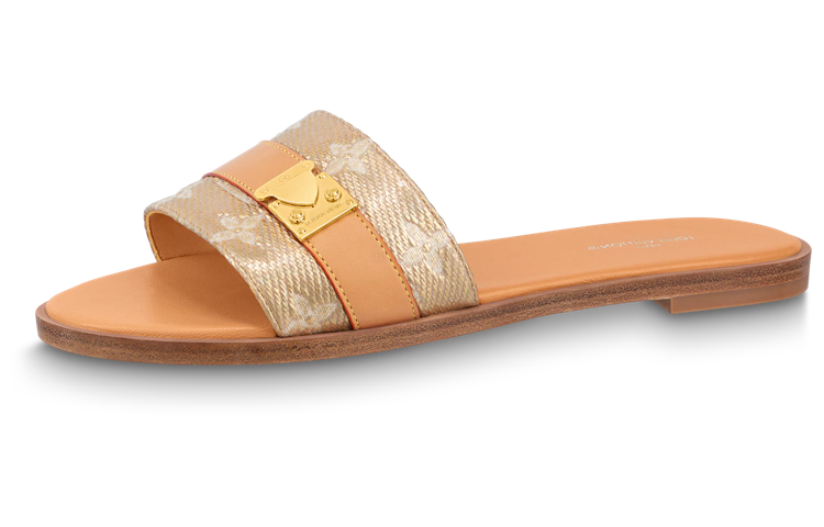 (Women) Louis Vuitton Lock It 'Calf Leather Flat Mules Brown' 1ABV0K