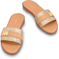 Lookbook (Women) Louis Vuitton Lock It 'Calf Leather Flat Mules Brown' 1ABV0K