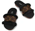 Shop (W) 路易威登 棕色漆皮印花帆布貂皮锁具拖鞋 1A8765