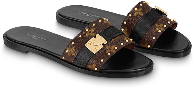 (W) Louis Vuitton Lock It Flat Mule 'Coklat Fesyen' 1AAC3T Lookbook (W) Louis Vuitton Lock It Flat Mule 'Coklat Fesyen' 1AAC3T