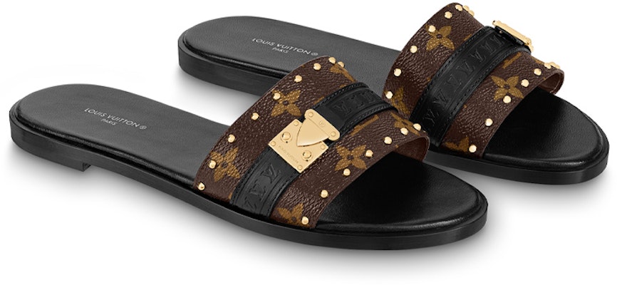 (W) Louis Vuitton Lock It Flat Mule 'Coklat Fashion' 1AAC3T Lookbook (W) Louis Vuitton Lock It Flat Mule 'Coklat Fashion' 1AAC3T
