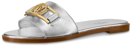 (Women) Louis Vuitton Lock It Flat Mule 'Metallic Calfskin Silver' 1A880C (Women) Louis Vuitton Lock It Flat Mule 'Metallic Calfskin Silver' 1A880C
